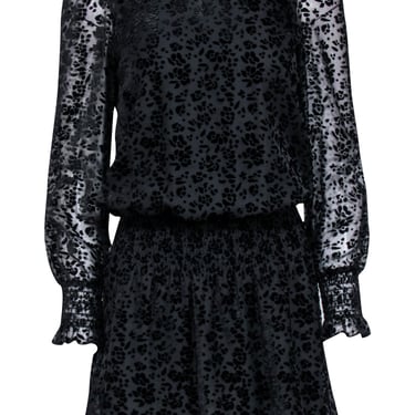 Parker - Black Floral &quot;Carmindy Burnout Velvet&quot; Dress Sz XS