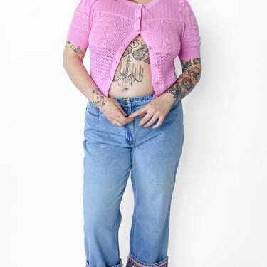 Y2K Bubblegum Pink Button Down Cardigan, sz. L-5XL