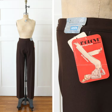 NOS vintage 1970s levi's • women's brown polyester pants • NWT deadstock high rise trousers 