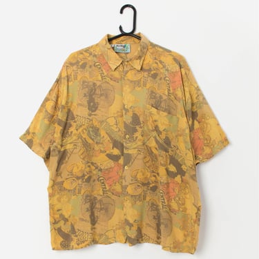 Vintage French graphic shirt in mustard yellow - Large 