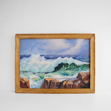 Vintage Original Oceanscape Oil Painting by Don J. Emery 