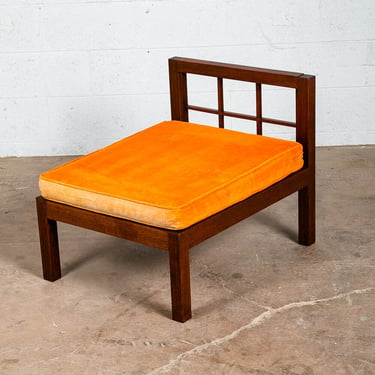 Mid Century Danish Modern Lounge Chair Orange Solid Teak Japanese Tan Side Mcm