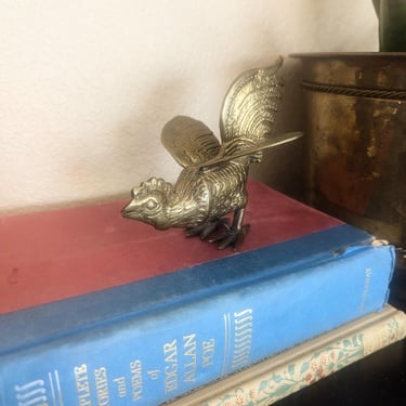 Vtg Brass Rooster Figurine 