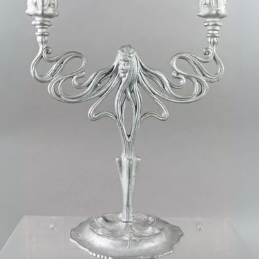 Art Nouveau Pewter Candelabra