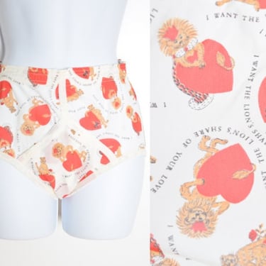 vintage 70s underwear LION HEART print novelty briefs jockey panties lingerie XS 