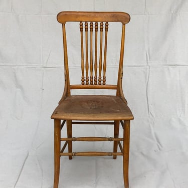 Single Wooden Chair Primitive Wood Chair Farmhouse Accent Chair Dining Chair Mustard Yellow Brown Vintage Chair 