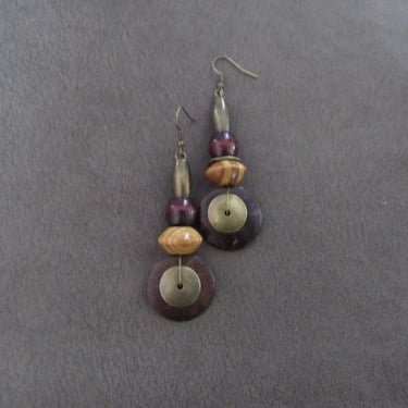 Bold wooden geometric Afrocentric earrings 