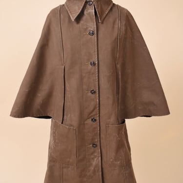 Olive French Waxed Canvas Cape Sleeve Jacket By Le Clan ‘J’, XS