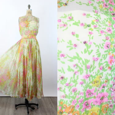 1960s NAT KAPLAN floaty beaded gown dress medium | new summer 