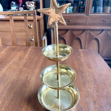 Vintage Brass Christmas Tree Tiered Tray | Xmas Holiday 