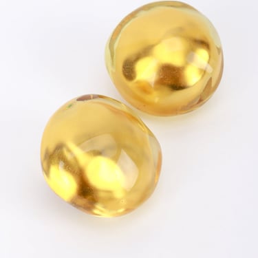 Golden Lucite Domed Button Earrings