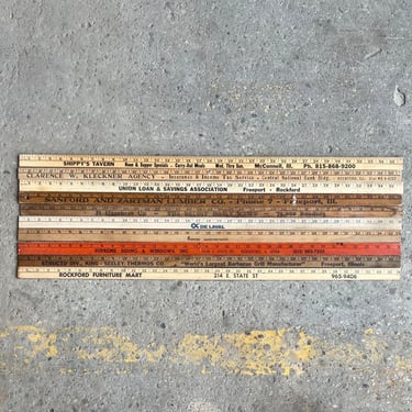 Vintage Lot of 10 Wood Advertising Yardsticks 