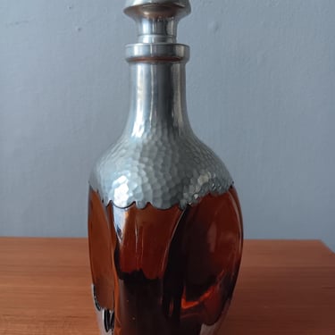 Amber Decanter with Pewter Accents | MCM Made in Holland 