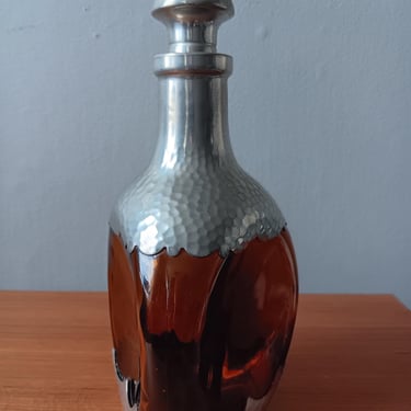 Amber Decanter with Pewter Accents | MCM Made in Holland 