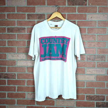 Vintage 90 DISTRESSED Double Sided Country Jam ORIGINAL Country Western Festival Tee - Extra Large 