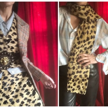 Vintage 1960s faux fur leopard print skirt, vest &amp; scarf set | ‘60s mod, one of a kind, sixties costume, M 