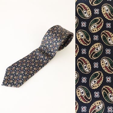 VTG Oscar De La Renta Silk Twist Paisley Dot Tie 