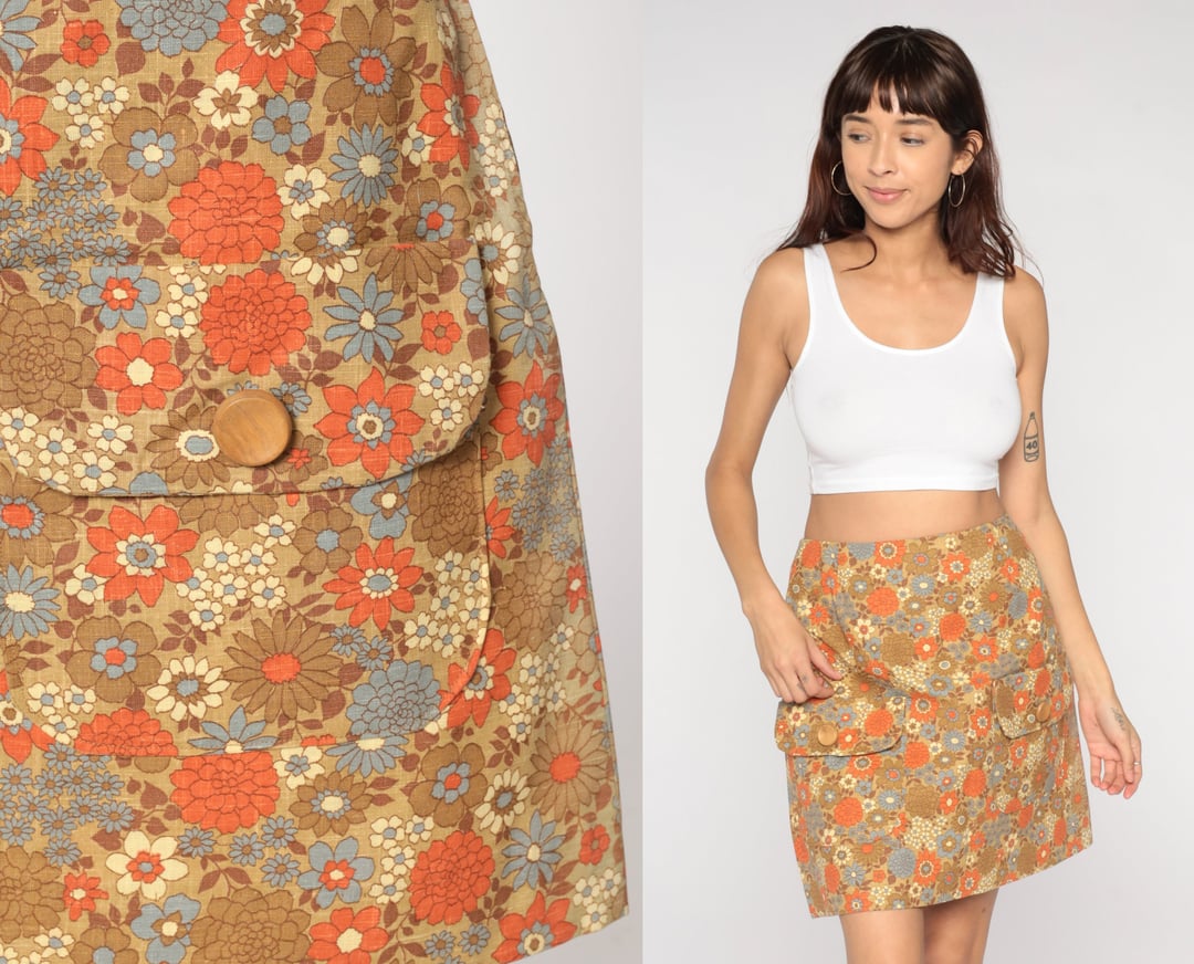 Flowy mini outlet skirt 1960s