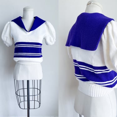 Vintage 1980s Cheerleading Sailor Sweater / XS-S 