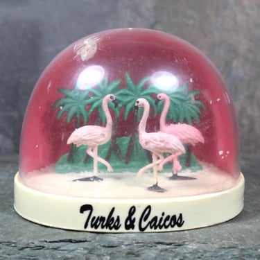 RARE! Vintage Turks & Caicos Souvenir Snow Globe | 1970s Caribbean Snow Globe | Flamingo Snow Globe | Made in France | Bixley Shop 