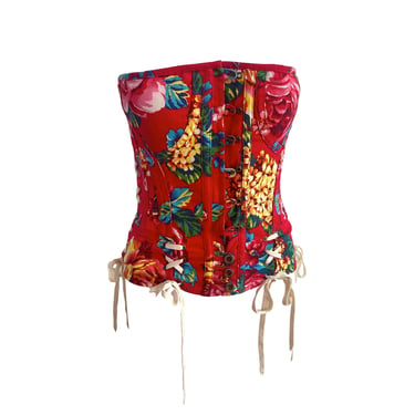 Dolce &amp; Gabbana Red Floral Corset
