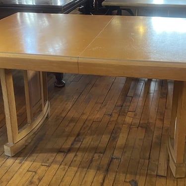 Blonde Wood MCM Style Dining Table w 3 Leaves