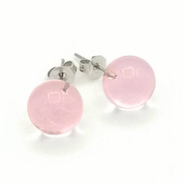 LUCAZE - Glass Stud Earrings - Pink