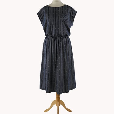 Figurette 1970s Navy Blue & White Sailor Style Midi Dress Size S/M 