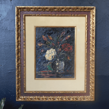 1940/50's Framed Oil Flora Bouquet Painting