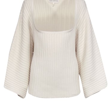 Mara Hoffman - Cream Ribbed Square Neckline Sweater Sz L