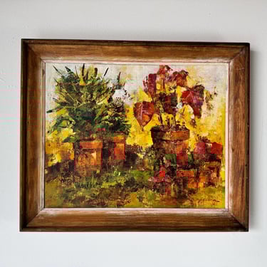 Vintage Floral Still Life Oil on canvas Painting  by B. Spencer, Framed 