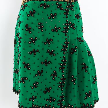 Studded Embellished Wool Skirt