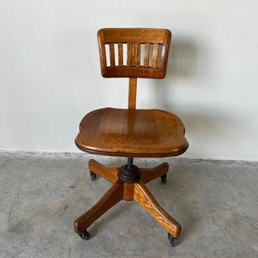 Vintage Solid Oak Banker's Office Chair 