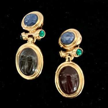 Vintage Givenchy 1990s Scarab Door Knocker Earrings 