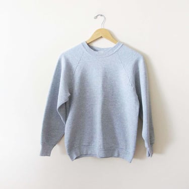 Vintage Heather Gray Raglan Sweatshirt S M  - 80s BVD Crewneck Pullover Athletic Jumper - Minimalist 