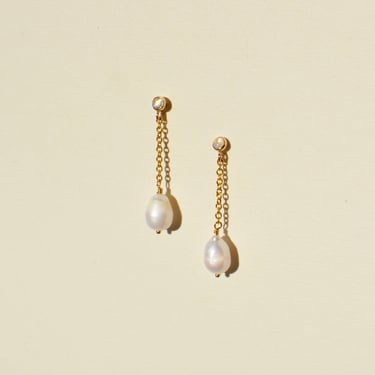 Moonstone Pearl Drop Earrings