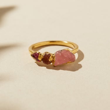 morganite ring | garnet ring | birthstone ring | stacking rings | gemstone ring | crystal ring | raw stone ring | morganite statement ring 