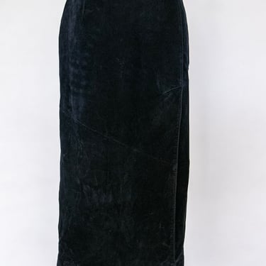 1980s Skirt Blue Suede Leather High Waist M 