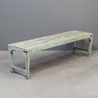 Vintage Hand Painted Slatted Seat Bench