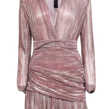 Maje - Pink & Rose Gold Textured Mini Dress Sz 8