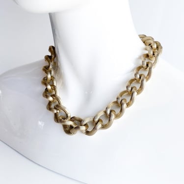 Vintage Gold Chunky Curb Chain Necklace