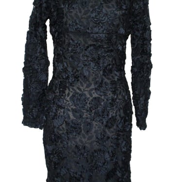 Black Cocktail Dress, Vintage 80s/90s, Calvin Klein, S/M Women, Black Embellished Lace 