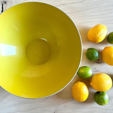 Vintage Yellow Aluminum Enamel  Fruit Bowl by Emalox of Norway 