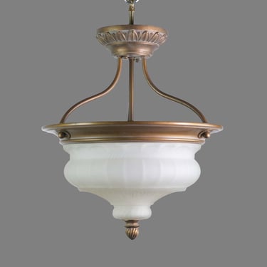 Traditional Semi Flush Frosted Glass Dish Ceiling Light