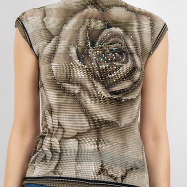 Textured floral top with sequins