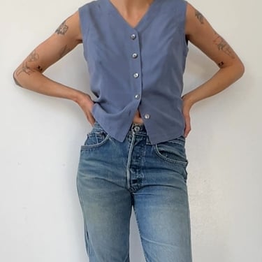 Dusty Blue Silk Vest Top (S)