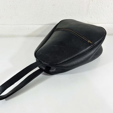 Vintage Black Bag Flight Travel Overnight Carry On Train Case Shoe Storage Luggage Travel Vacation 1960s 1970s Vinyl 