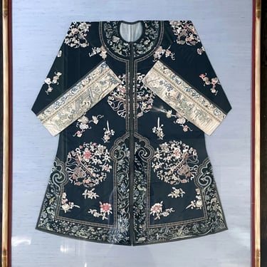 Frame Antique Chinese Embroidered Robe Qing Dynasty
