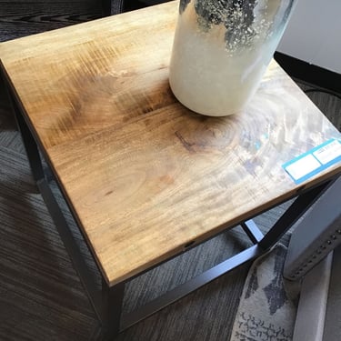 Reclaimed Wood & Metal Side Table Pair (Seattle)