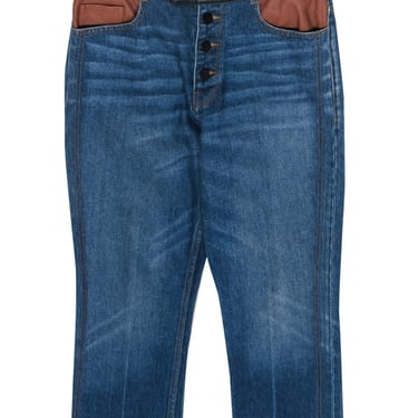 Frame - Medium Wash "Le Sylvie Slim" Jeans w/ Color Block Leather Sz 29